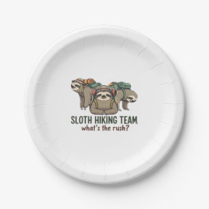 Funny Sloth Hiking Classic T-Shirt_5 Paper Plate