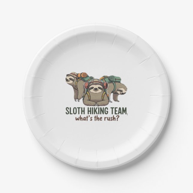 Funny Sloth Hiking Classic T-Shirt_5 Paper Plate (Front)