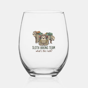 Funny Sloth Hiking Classic T-Shirt_5 Stemless Wine Glass