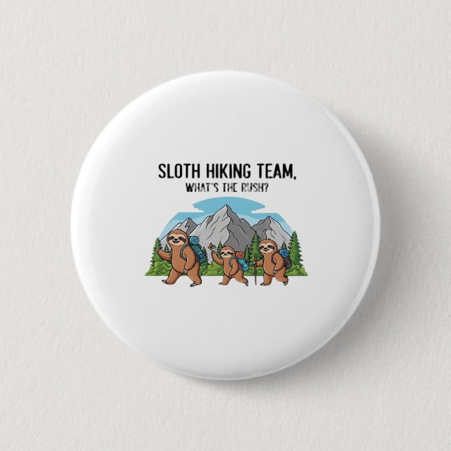 Funny Sloth Hiking Classic T-Shirt_6 6 Cm Round Badge (Front)