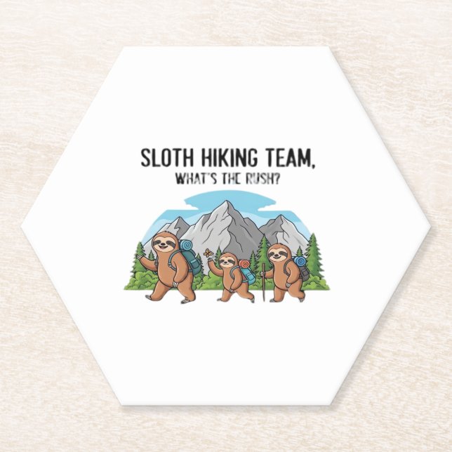 Funny Sloth Hiking Classic T-Shirt_6 Paper Coaster (Front)