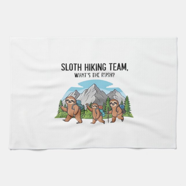 Funny Sloth Hiking Classic T-Shirt_6 Tea Towel (Horizontal)
