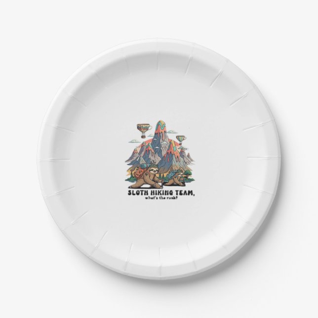 Funny Sloth Hiking Classic T-Shirt_7 Paper Plate (Front)