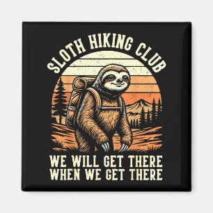 Funny Sloth Hiking Club Outdoor Hiker Men Women Vi Magnet