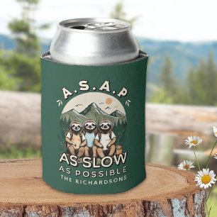 Funny Sloth Hiking Family Reunion Camping Trip Can Cooler