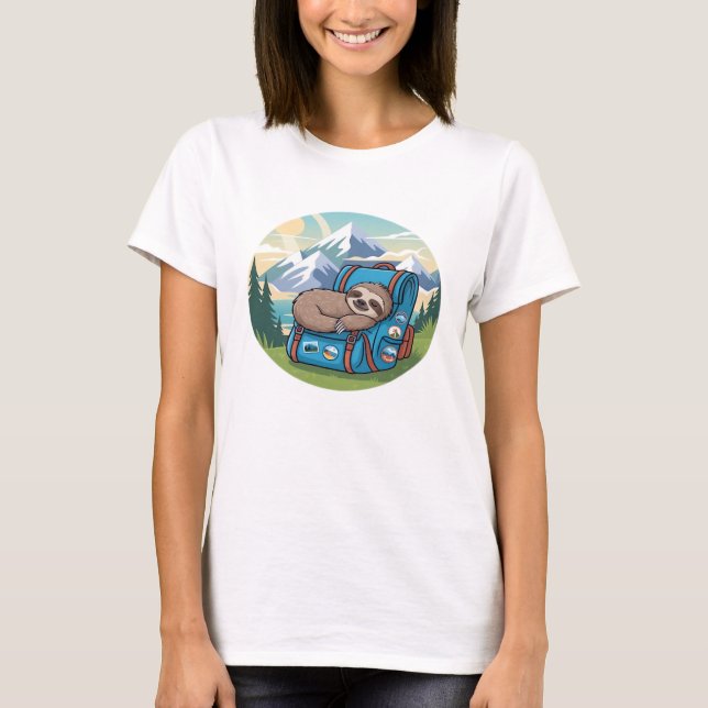 Funny Sloth Hiking Oversized T-Shirt (Front)