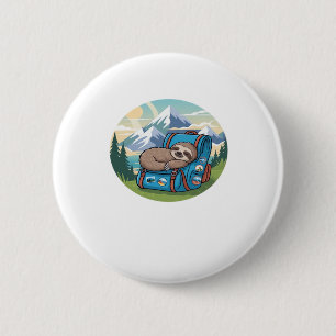 Funny Sloth Hiking Oversized T-Shirt 6 Cm Round Badge