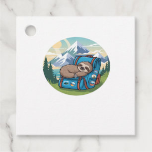 Funny Sloth Hiking Oversized T-Shirt Favour Tags