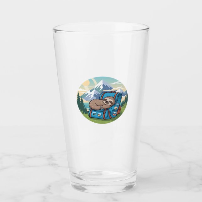 Funny Sloth Hiking Oversized T-Shirt Glass (Front)