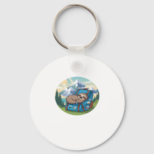 Funny Sloth Hiking Oversized T-Shirt Key Ring