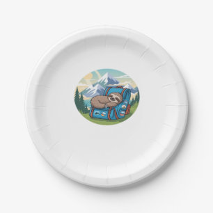 Funny Sloth Hiking Oversized T-Shirt Paper Plate
