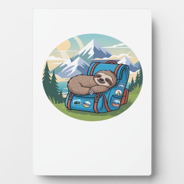 Funny Sloth Hiking Oversized T-Shirt Plaque (Front)