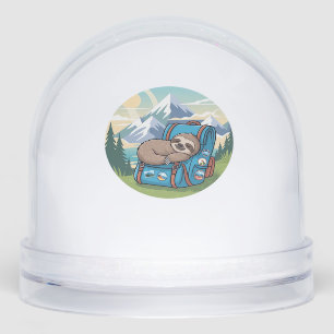 Funny Sloth Hiking Oversized T-Shirt Snowglobe
