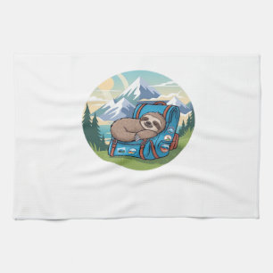 Funny Sloth Hiking Oversized T-Shirt Tea Towel