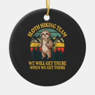Funny Sloth Hiking T-Shirt Ceramic Tree Decoration