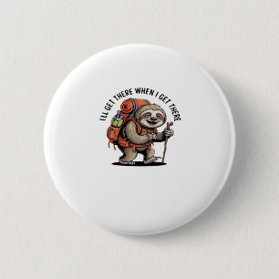 Funny Sloth Hiking Team - Slow and Steady Classic  6 Cm Round Badge