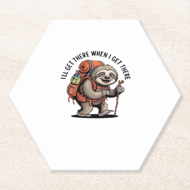 Funny Sloth Hiking Team - Slow and Steady Classic  Paper Coaster (Front)