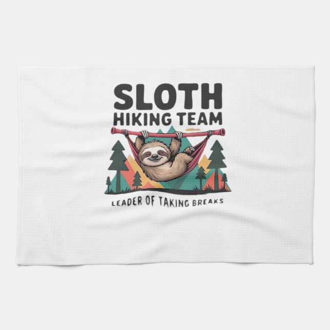 Funny Sloth Hiking - This funny sloth hiking gift  Tea Towel (Horizontal)