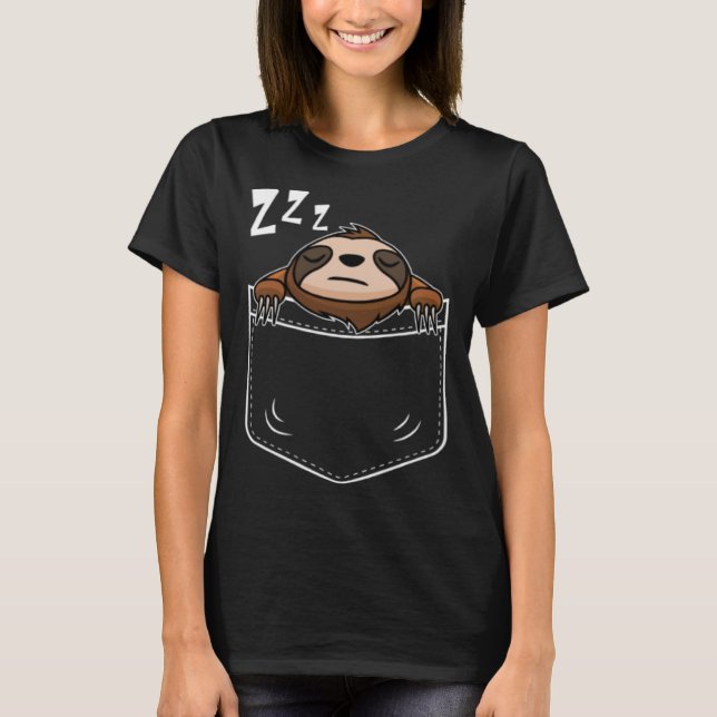 Funny sloth in chest pocket T-Shirt (Front)
