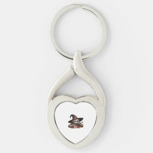 Funny Sloth in Witch Hat Enjoying Donuts - Cute Ha Key Ring