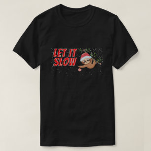 Funny Sloth Let It Slow Christmas T-Shirt