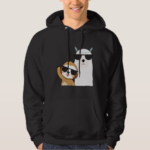 Funny Sloth Llama Wearing Sunglasses Cool Animals Hoodie