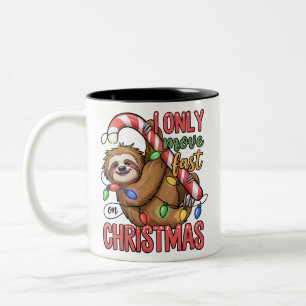 Funny Sloth Lover Christmas Cute Animal Xmas Two-Tone Coffee Mug