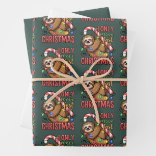 Funny Sloth Lover Christmas Cute Animal Xmas  Wrapping Paper Sheet