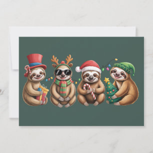 Funny Sloth Lover Christmas Lights Merry Slothmas  Holiday Card