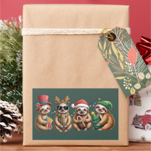 Funny Sloth Lover Christmas Lights Merry Slothmas  Rectangular Sticker