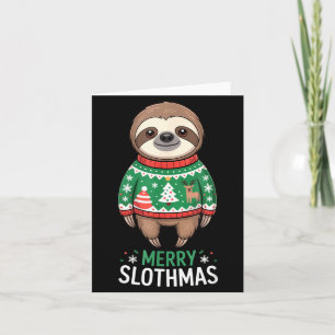 Funny Sloth Lover Christmas Merry Slothmas Ugly Ho Card