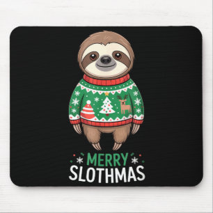 Funny Sloth Lover Christmas Merry Slothmas Ugly Ho Mouse Mat