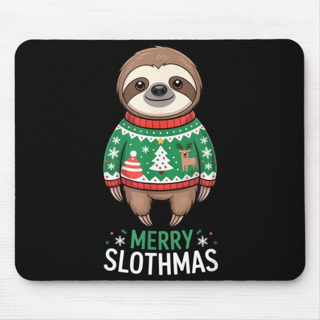 Funny Sloth Lover Christmas Merry Slothmas Ugly Ho Mouse Mat (Front)
