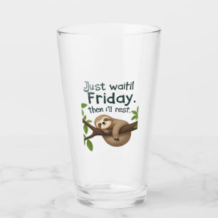 Funny Sloth on a Tree � Just Make It to Friday Cla Glass