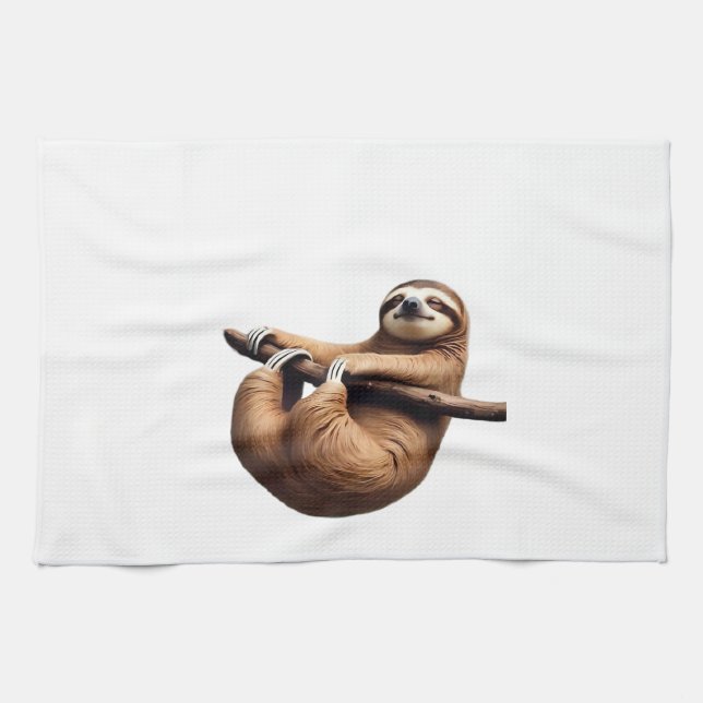 Funny Sloth on a Tree � Just Make It to Friday Cla Tea Towel (Horizontal)