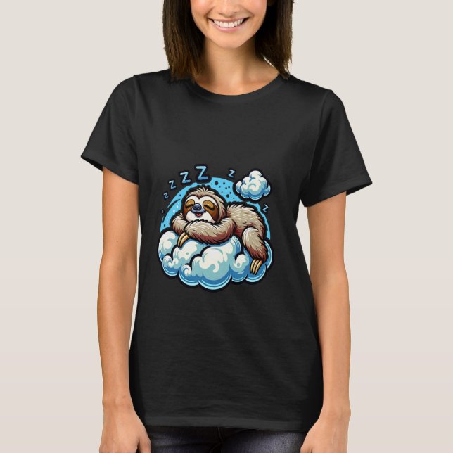 Funny Sloth On Cloud Zzz Cloud T-Shirt (Front)