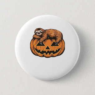 Funny Sloth on Halloween Pumpkin Essential T-Shirt 6 Cm Round Badge