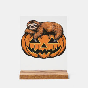 Funny Sloth on Halloween Pumpkin Essential T-Shirt Acrylic Sign