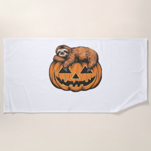 Funny Sloth on Halloween Pumpkin Essential T-Shirt Beach Towel