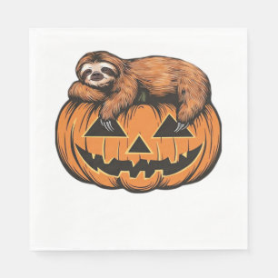 Funny Sloth on Halloween Pumpkin Essential T-Shirt Napkin