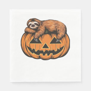 Funny Sloth on Halloween Pumpkin Essential T-Shirt Napkin