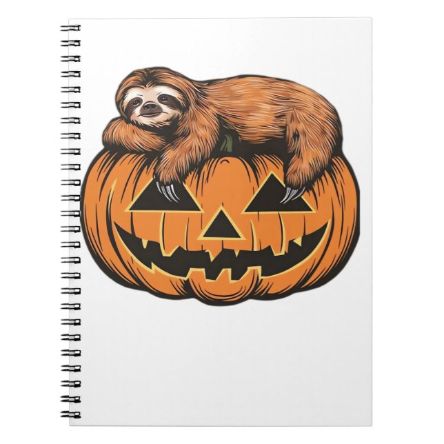 Funny Sloth on Halloween Pumpkin Essential T-Shirt Notebook (Front)
