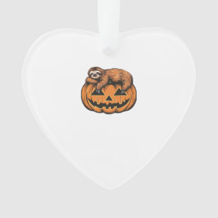 Funny Sloth on Halloween Pumpkin Essential T-Shirt Ornament