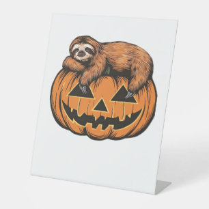 Funny Sloth on Halloween Pumpkin Essential T-Shirt Pedestal Sign