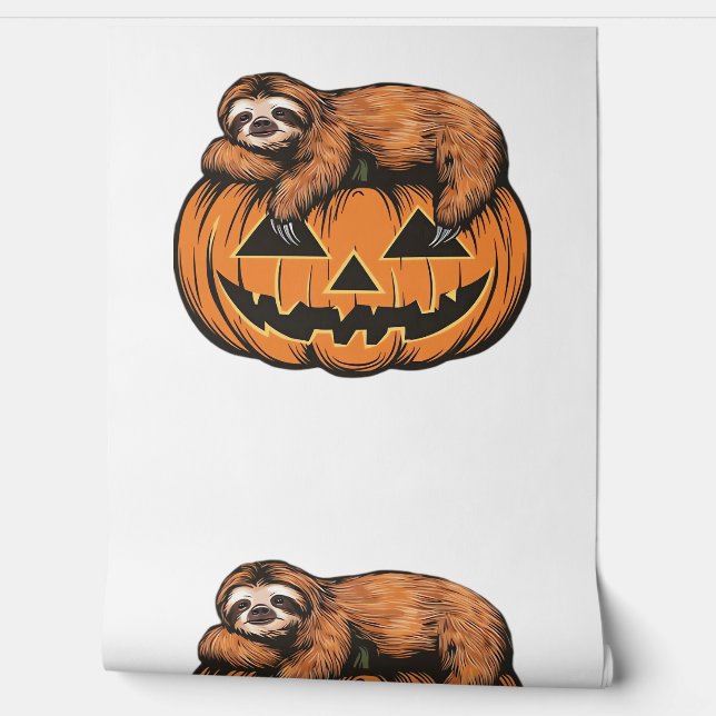 Funny Sloth on Halloween Pumpkin Essential T-Shirt Wallpaper (Unrolling)