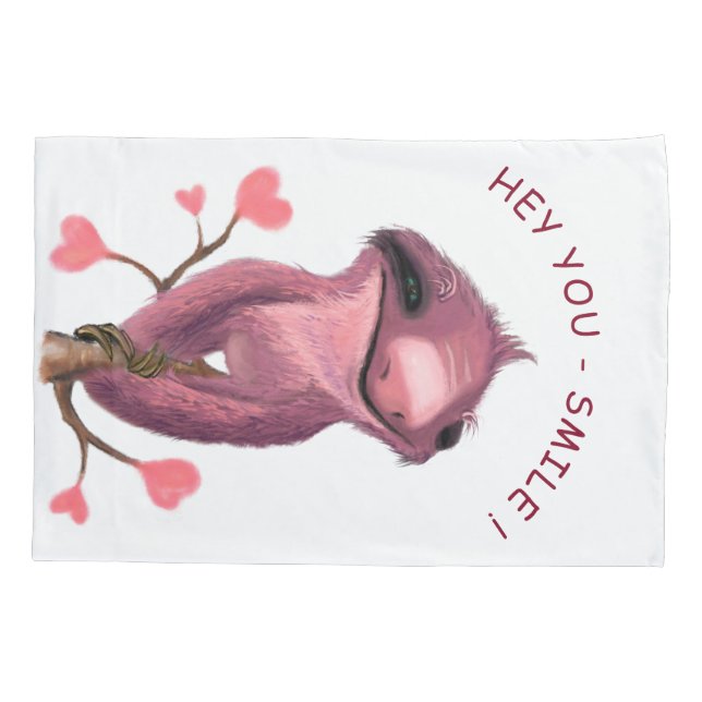 Funny Sloth Pillow Case - Custom Text (Back)