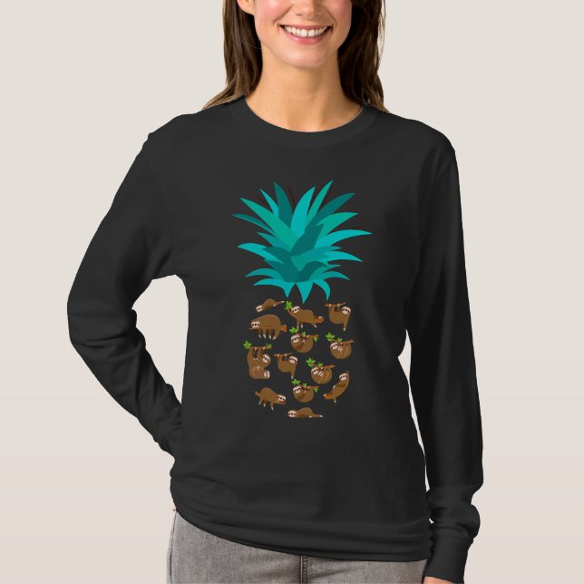 Funny Sloth Pineapple Tropical Animal T-Shirt (Front)