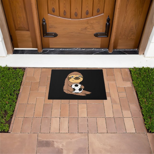 Funny Sloth Playing Soccer Doormat (Outdoor)