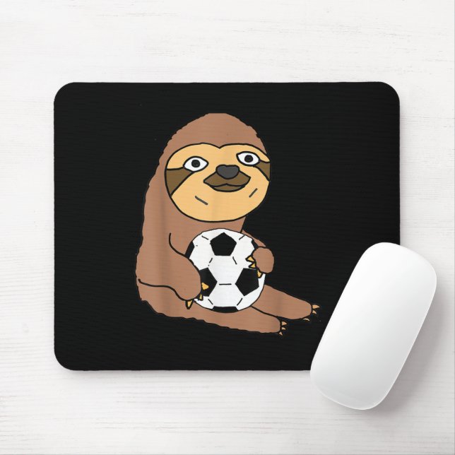 Funny Sloth Playing Soccer Mouse Mat (With Mouse)