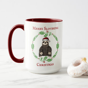 Funny Sloth Pun Merry Christmas Cute Santa Hat Mug